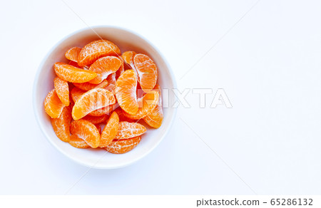 Mandarin segments, Fresh orange isolated on white Mandarin segments, Fresh orange isolated on white 65286132
