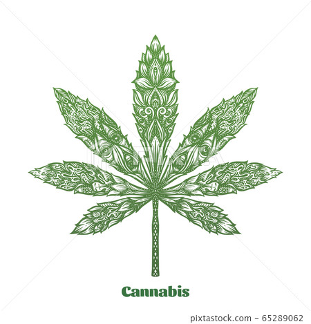 Cannabis leaf decorated with original modern pattern. Cannabis leaf decorated with original modern pattern. 65289062