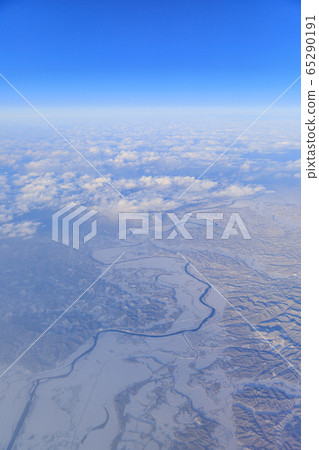 Aerial view of Akita in the severe winter 65290191