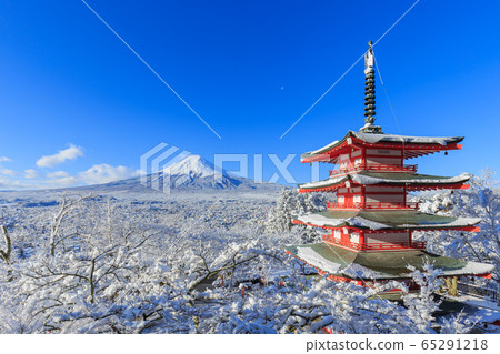 富士山_富士山的冬季風景 65291218