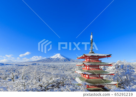 富士山_富士山的冬季風景 65291219