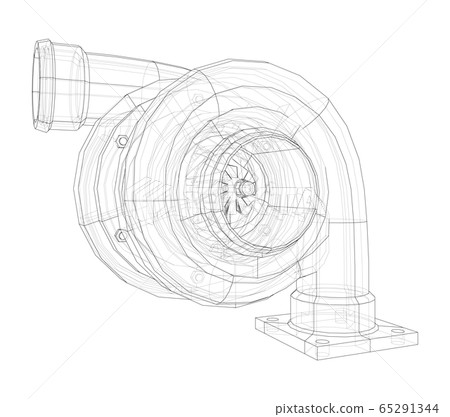 Automobile turbocharger concept outline. Vector Automobile turbocharger concept outline. Vector 65291344