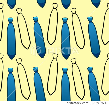 Blue and black outline style neckties seamless pattern Blue and black outline style neckties seamless pattern 65291971