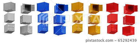 A high quality image of 10ft shipping containers on a white background. 65292439