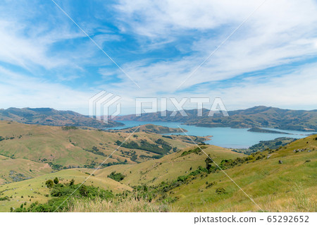 Akaroa mountain view with blue skyline Akaroa mountain view with blue skyline 65292652