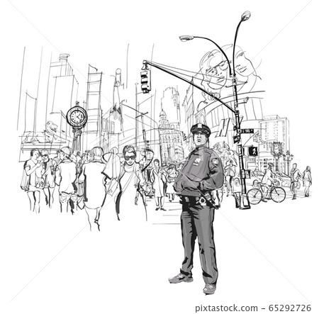 Police officer in duty on a street of Manhattan 65292726