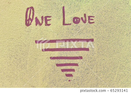 the painted wall and the words one love the painted wall and the words one love 65293141