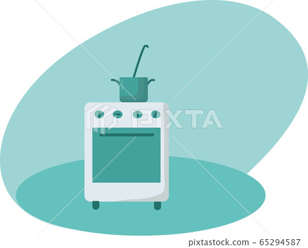 Oven with pot. Vector stock illustrtion isolated on white background for kitchen industry, logotype, culinary blog, recipe book, food, cooking magazine. EPS10 Oven with pot. Vector stock illustrtion isolated on white background for kitchen industry, logotype, culinary blog, recipe book, food, cooking magazine. EPS10 65294587