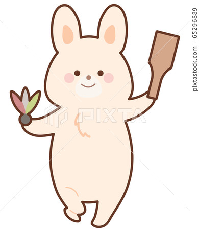 Rabbit with a feather board 65296889
