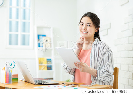 Female telework home Female telework home 65296993