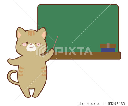 Cat explaining on blackboard Cat explaining on blackboard 65297483