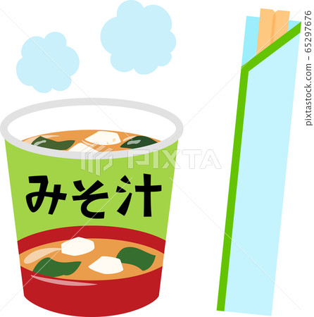 Cup miso soup and disposable chopsticks 65297676