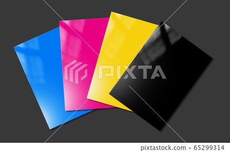 CMYK booklets set mockup on black background 65299314