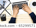 businessman working with modern workplace with laptop on wood table 65299571