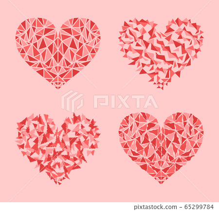 Decorated red, pink and rose hearts mosaic vector 65299784