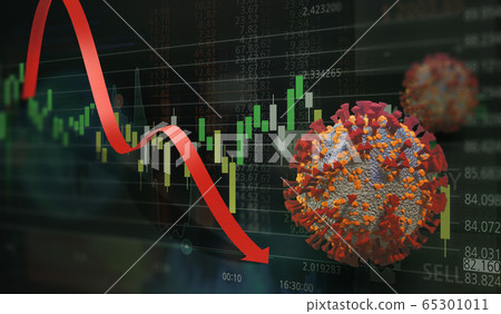 Graph showing stock market crash caused by corona virus 65301011