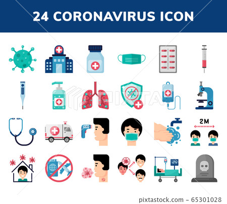 Set of COVID-19 Coronavirus Flat Icons-插圖素材 [65301028] - PIXTA圖庫