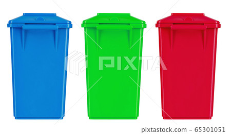 Three colorful recycle bins. 65301051