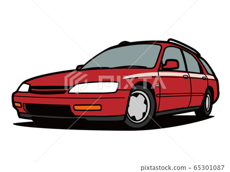 Nostalgic domestic wagon dark red car illustration 65301087
