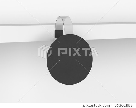 Blank wobbler tag on a market shelf mockup Blank wobbler tag on a market shelf mockup 65301993