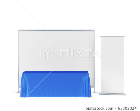 Blank tradeshow tablecloth with roll-up banners 65302024