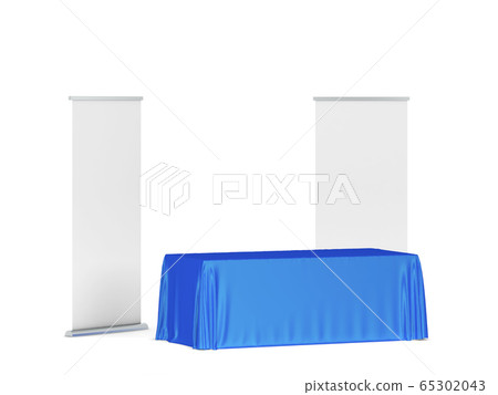 Blank tradeshow tablecloth with roll-up banners Blank tradeshow tablecloth with roll-up banners 65302043