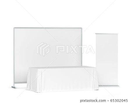 Blank tradeshow tablecloth with roll-up banners 65302045