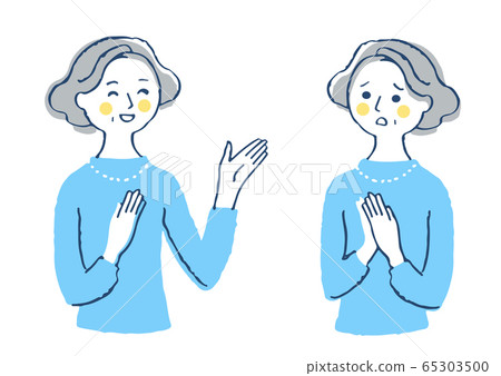 女性的快樂和擔心的面部表情 65303500