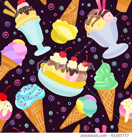 Ice Cream Background Summer Dessert Seamless Stock Illustration 65305777 Pixta