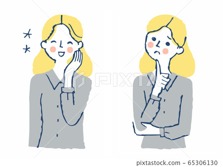Female happy and worried facial expressions - Stock Illustration ...