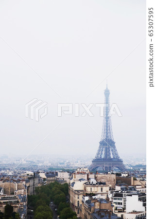 Beautiful view of Paris city with Eiffel Tower and typical parisian architecture. 65307595