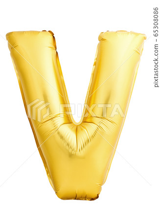 Letter V made of inflatable balloon isolated on white background 65308086