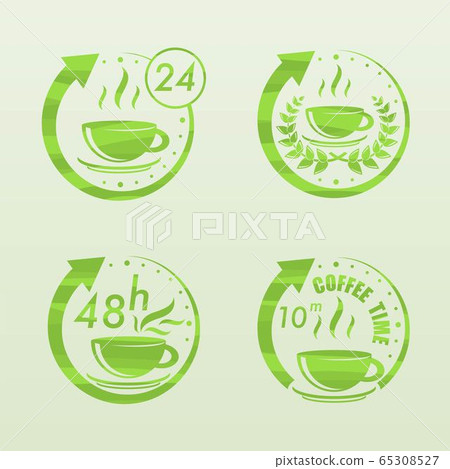Green tea time symbols set 65308527