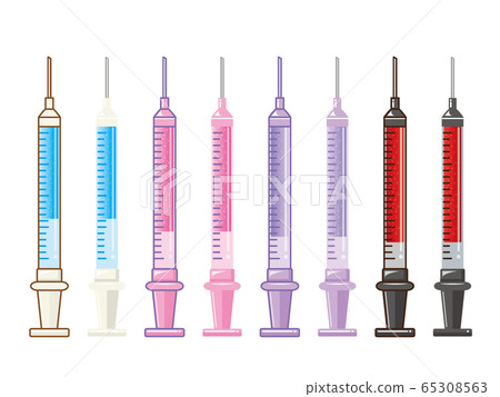 注射器零件 插圖素材 圖庫