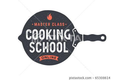 Kitchen frying pan. Logo for Cooking school Kitchen frying pan. Logo for Cooking school 65308614