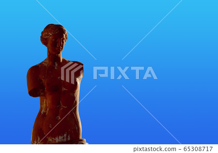 Red Coloured Aphrodite Statute with Blue Background Red Coloured Aphrodite Statute with Blue Background 65308717