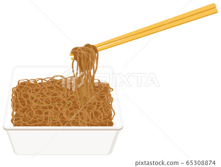 麵條和杯中的炒麵的插圖 麵條和杯中的炒麵的插圖 65308874