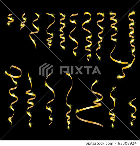 Gold glitter texture on a black background. Golden explosion of confetti. Golden grainy abstract texture on a black background. Design element. Vector illustration,eps 10 65308924
