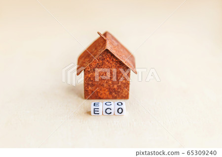 Miniature toy model house with inscription ECO Miniature toy model house with inscription ECO 65309240