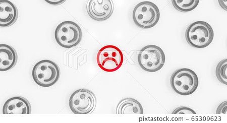 red sad, crying, face emoticon in between many red sad, crying, face emoticon in between many 65309623