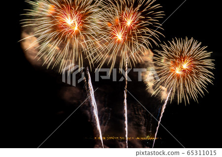 Beautiful colorful firework display at night for celebrate Beautiful colorful firework display at night for celebrate 65311015