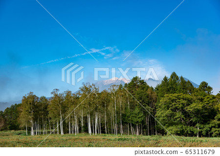 Mt. Ontake Mt. Shirakaba Forest seen from Kiso Horse Village in Kaida Kogen, Nagano Prefecture 65311679