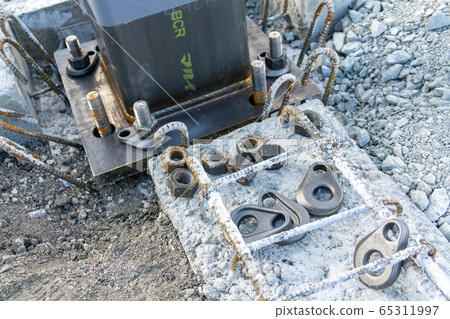 Steel column erection status column base plate 65311997