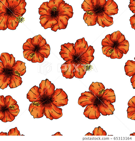 hibiscus flowers seamless pattern background. Tender flowers. hibiscus flowers seamless pattern background. Tender flowers. 65313164