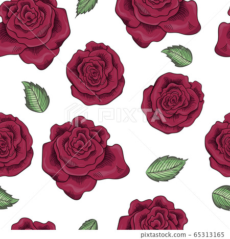 rose flowers seamless pattern background. Tender beautiful lowers. rose flowers seamless pattern background. Tender beautiful lowers. 65313165