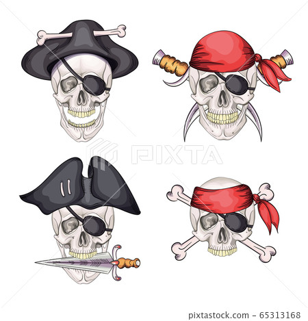 Skull and sabers. Pirate emblem. cartoon icon set Skull and sabers. Pirate emblem. cartoon icon set 65313168