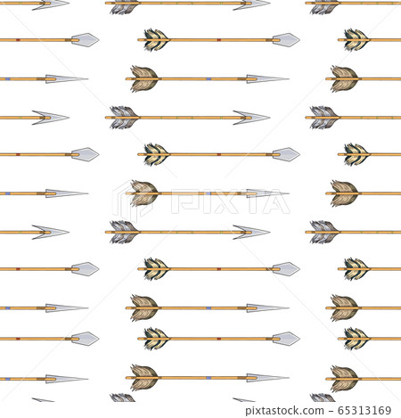 Hand Drawn Seamless indian Arrow Pattern Background Hand Drawn Seamless indian Arrow Pattern Background 65313169