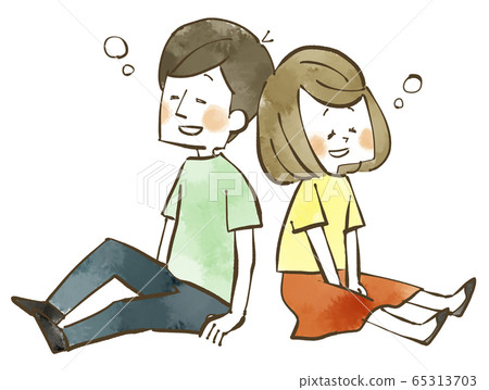 Relaxing man and woman-couple / couple-watercolor Relaxing man and woman-couple / couple-watercolor 65313703