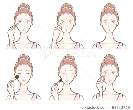 Illustration of a woman doing makeup 65313709
