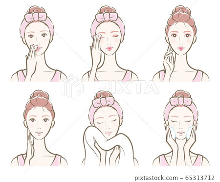Illustration of a woman doing skincare Illustration of a woman doing skincare 65313712